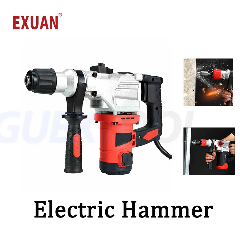 

220V Industrial Electric Hammer Copper Motor Impact Drill Rotary Wall Removing Electric Pickaxe Household Powerful Drilling Tool