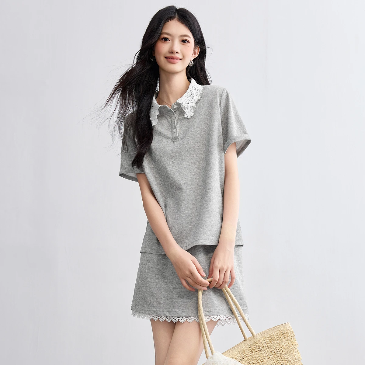 SENTUBILA 女性の 2 枚セット夏のファッションスーツ女性 2025 新しいコレクションマッチング衣装スカート服 T52ZF2278