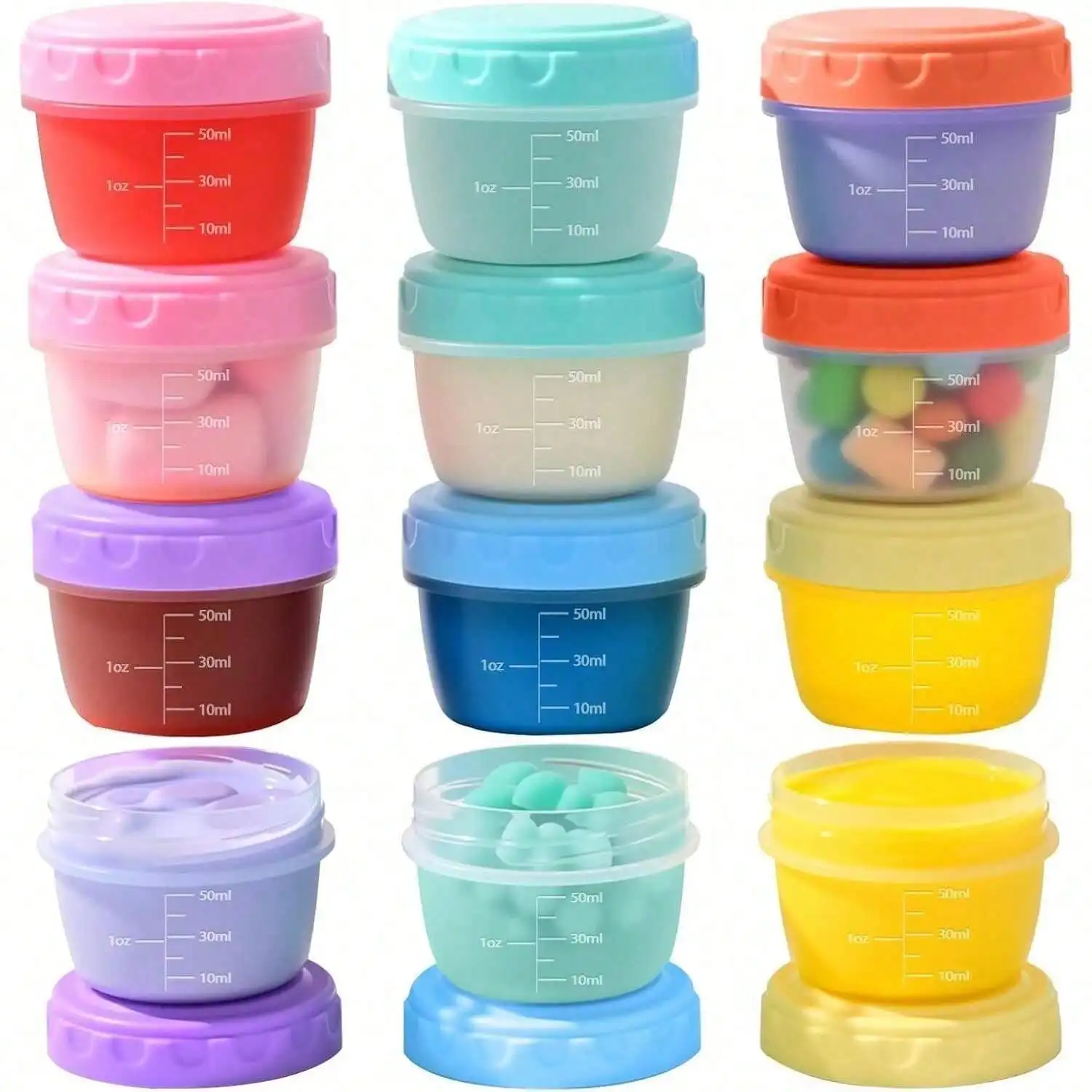 Paquete de 1-6 recipientes para aderezo de ensalada de 2,7 OZ para llevar con tapas, pequeños contenedores para condimentos, pequeños recipientes para salsa para fiambrera