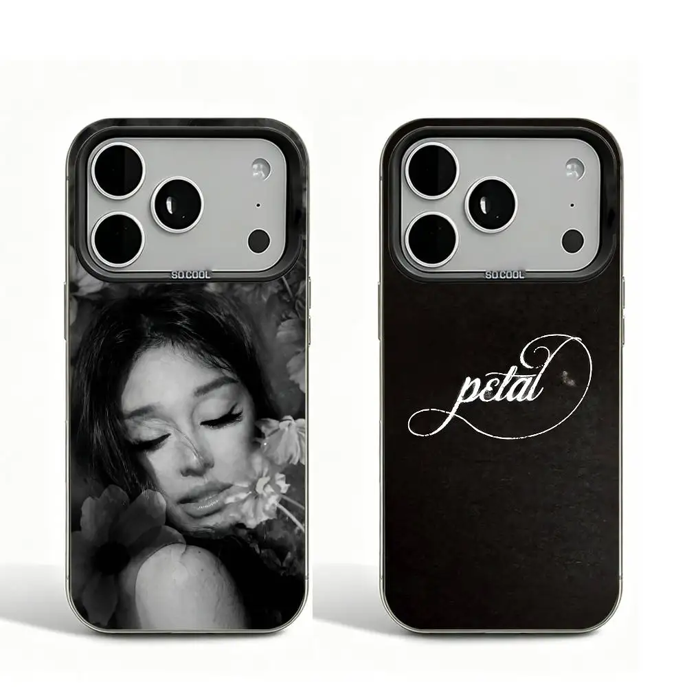 

A-ArianaS Petal Black Matte Phone Case For iPhone 12 11 14 13 17 16 15 Pro Max Large Lens Frame Cover
