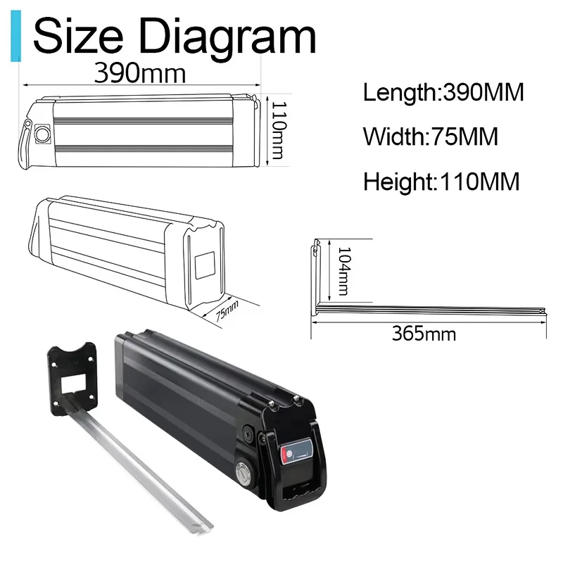 Silver Fish Lithium-Akku für Elektrofahrräder, 36 V, 48 V, 19,2 Ah, 17,5 Ah, 13 Ah, 18650, 250 W, 350 W, 500 W, 1000 W, Nabenmotor – Detail 9