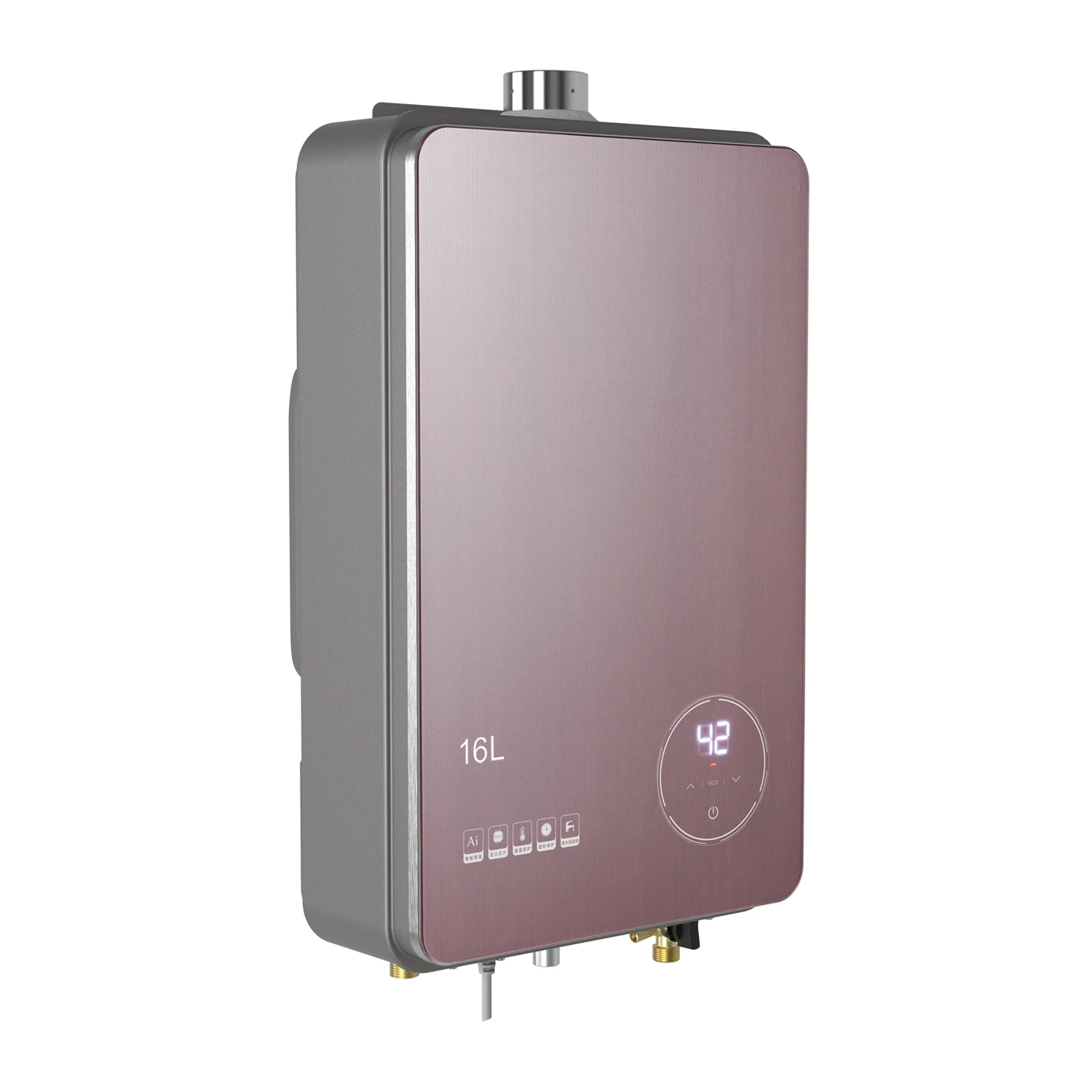 Modern 35 Wall-Mounted Gas Water Heater 16L Tankless Fast Heating for Hotel Business Family Use Natural Gas Copper Heat