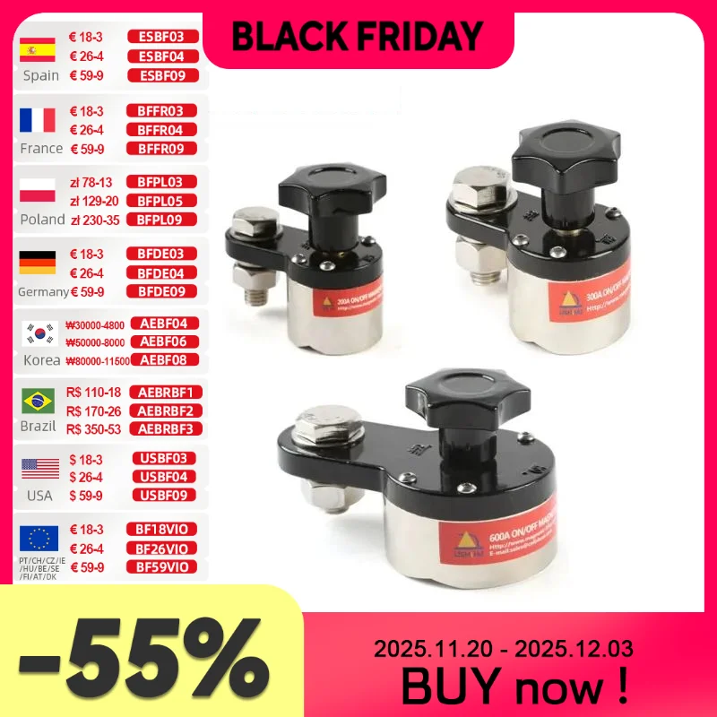 

ALLSOME On/Off Magnetic Welding Ground Clamp Rare Earth Switchable Magnet Welding Holder 200A/300A/600A