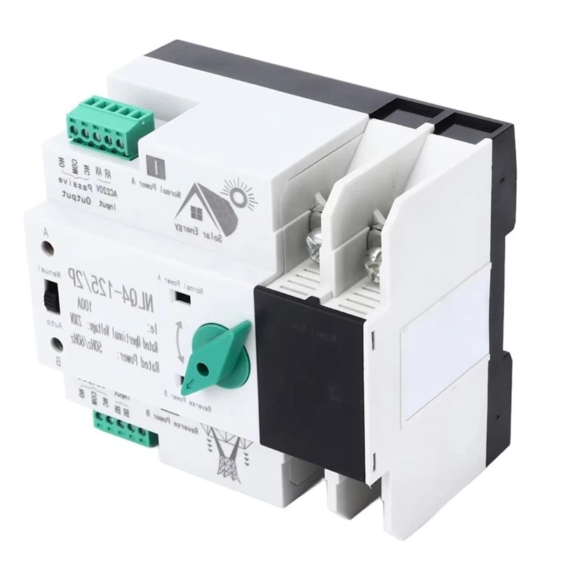 ABMS-Dual Power Transfer Switch NLQ4-125/2P 230V AC 100A For Home Factory Generator Backup ATS Automatic Fast Switching
