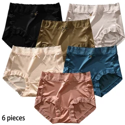 Women's Underwear Ice Silk panties Smooth  Soft  briefs Large Size 40-115KG Triangle Pants sexy Lingerie  high quality 6 pieces