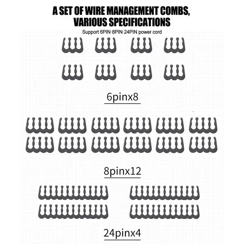 24 ชิ้นสายหวี Clamp สายคลิป Organizer ATX 24Pin CPU 8Pin 6Pin คอมพิวเตอร์การจัดการสายไฟคลิปแขนยาว Cable Manager
