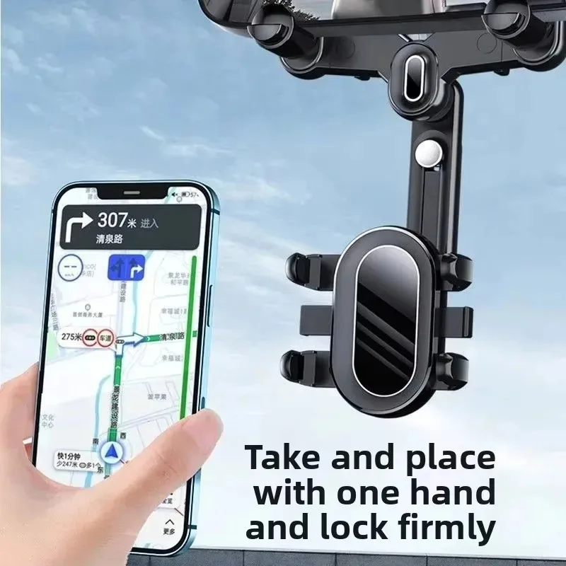 For 360 Degree Rotatable Auto Rearview Mirror Seat Hanging Clip Bracket Cell Phone Holder Multifunctional Car Phone Holder