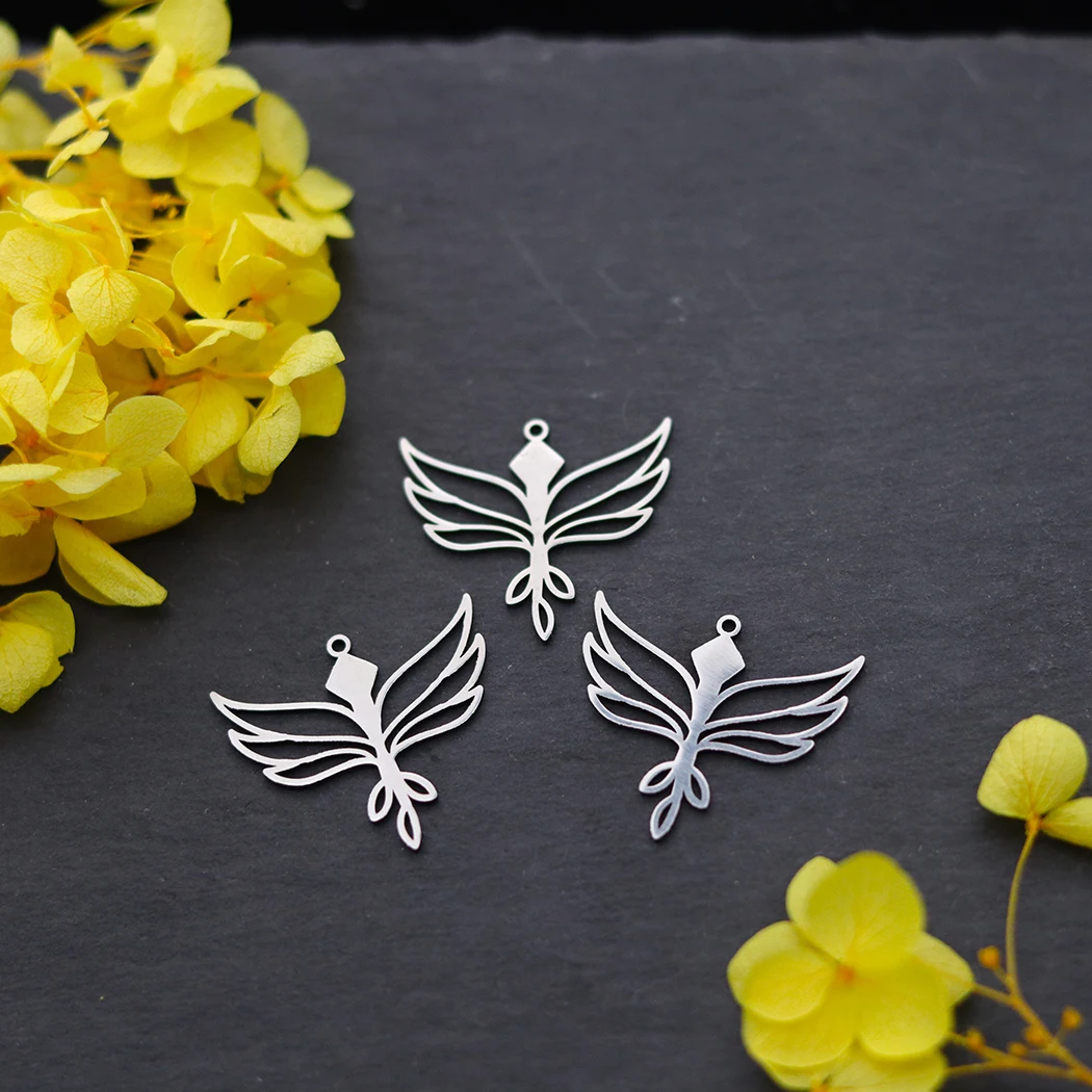 3pcs Stainless Steel Flying Bird Phoenix Charms For Jewelry Making Earrings Bracelets Women Men Craft Pendant DIY Accessories