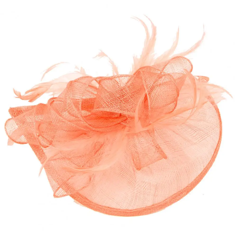 Elegantní fascinator čepice protiskluzový kov klip kvést pletivo stuhy peří večírek headwear vlasy příslušenství