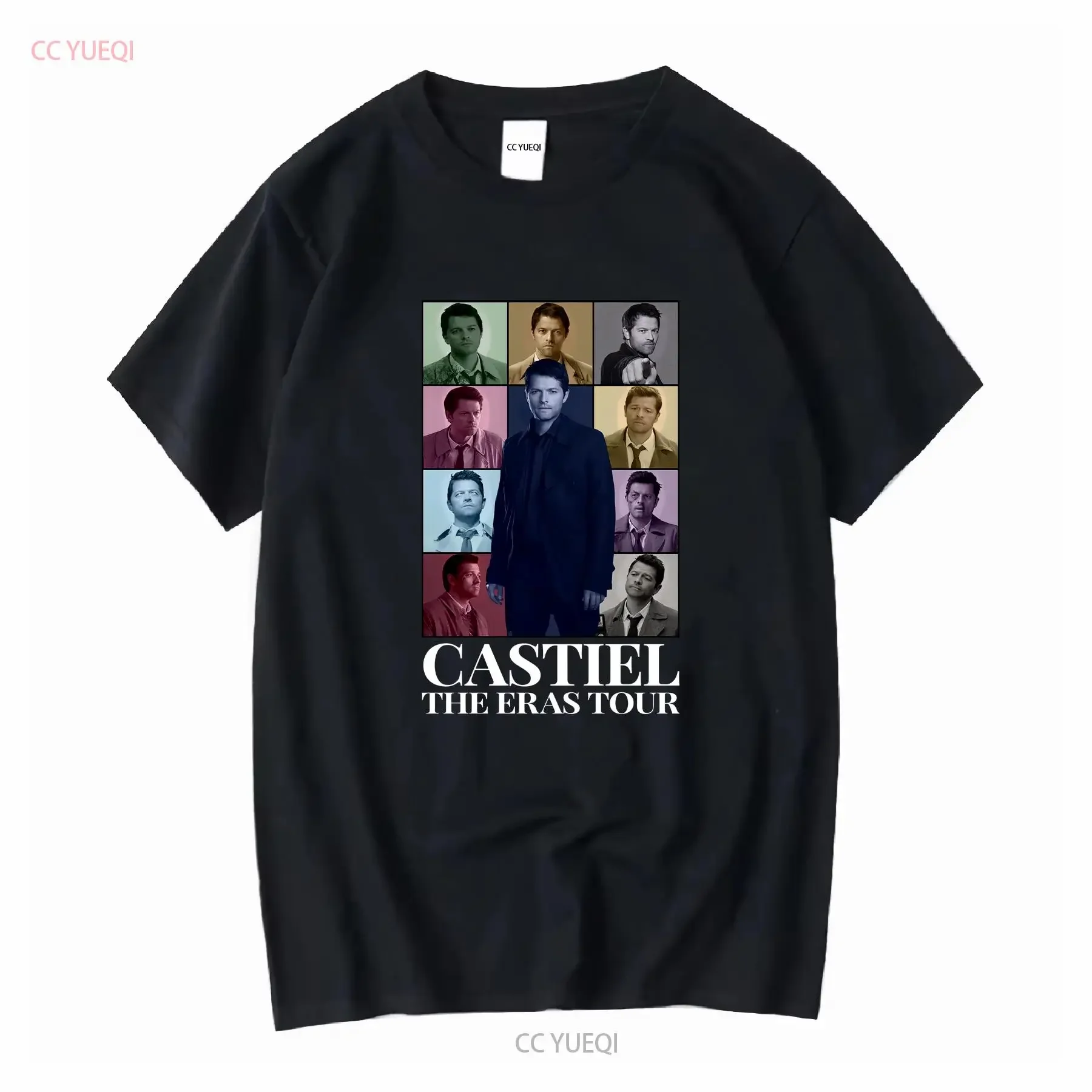 

Футболка Castiel Supernatural Eras Tour, винтажная футболка из фильма для женщин, модная винтажная стираная уличная одежда с длинными или короткими рукавами, повседневная одежда