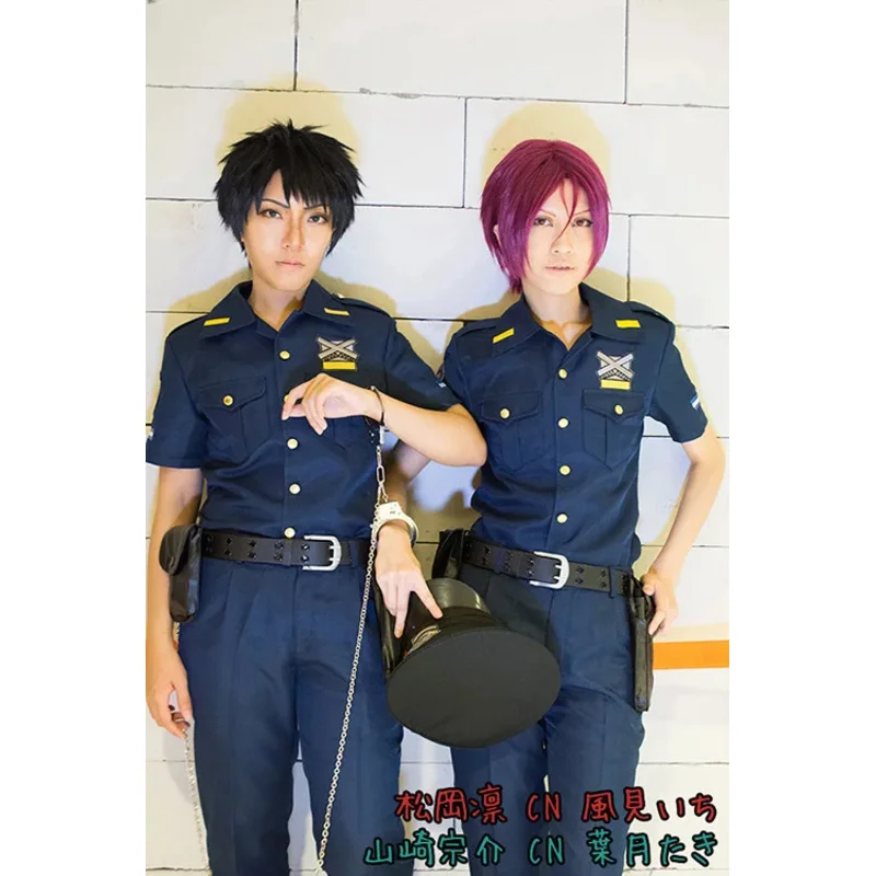 Free! Iwatobi Swim Club Rin Matsuoka Yamazaki Sosuke Cosplay Costume Police Uniform with line 11