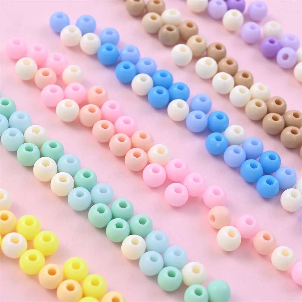 100 Stück 4 mm Macaron-farbene Acrylperlen, runde Saatperlen, lose Abstandsperlen für die Schmuckherstellung, DIY-Armband, Halskette, Zubehör – Detail 5