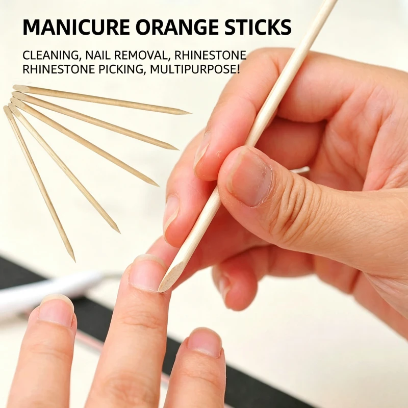 Nail Remover Short Orange Nail Polish for Wearing Embossed Dead Skin Stick Double Head Design