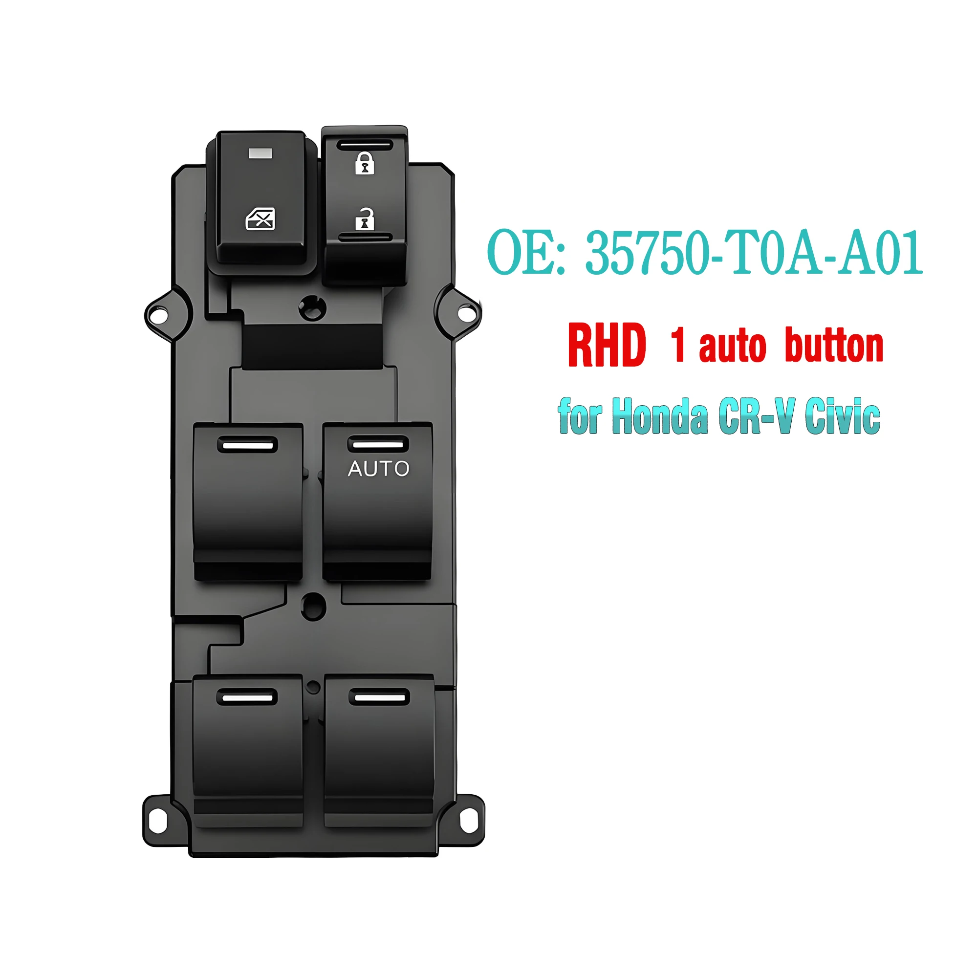 35750-T0A-A01 35750T0AA01 For Honda CRV CR-V Civic 2011-2017,RHD Right Driver Power Window Lifter Master Control Switch Button