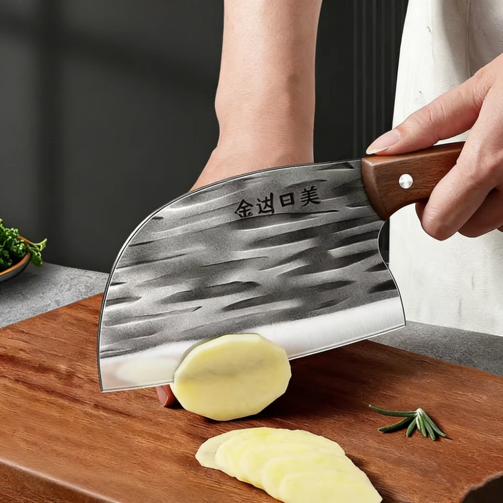 New 2PCS Premium Meat Cleaver Heavy Duty Ultra Sharp with Sharpening Rod,Hand-Forged Meat Cleaver for Home Kitchen Bone Cutting