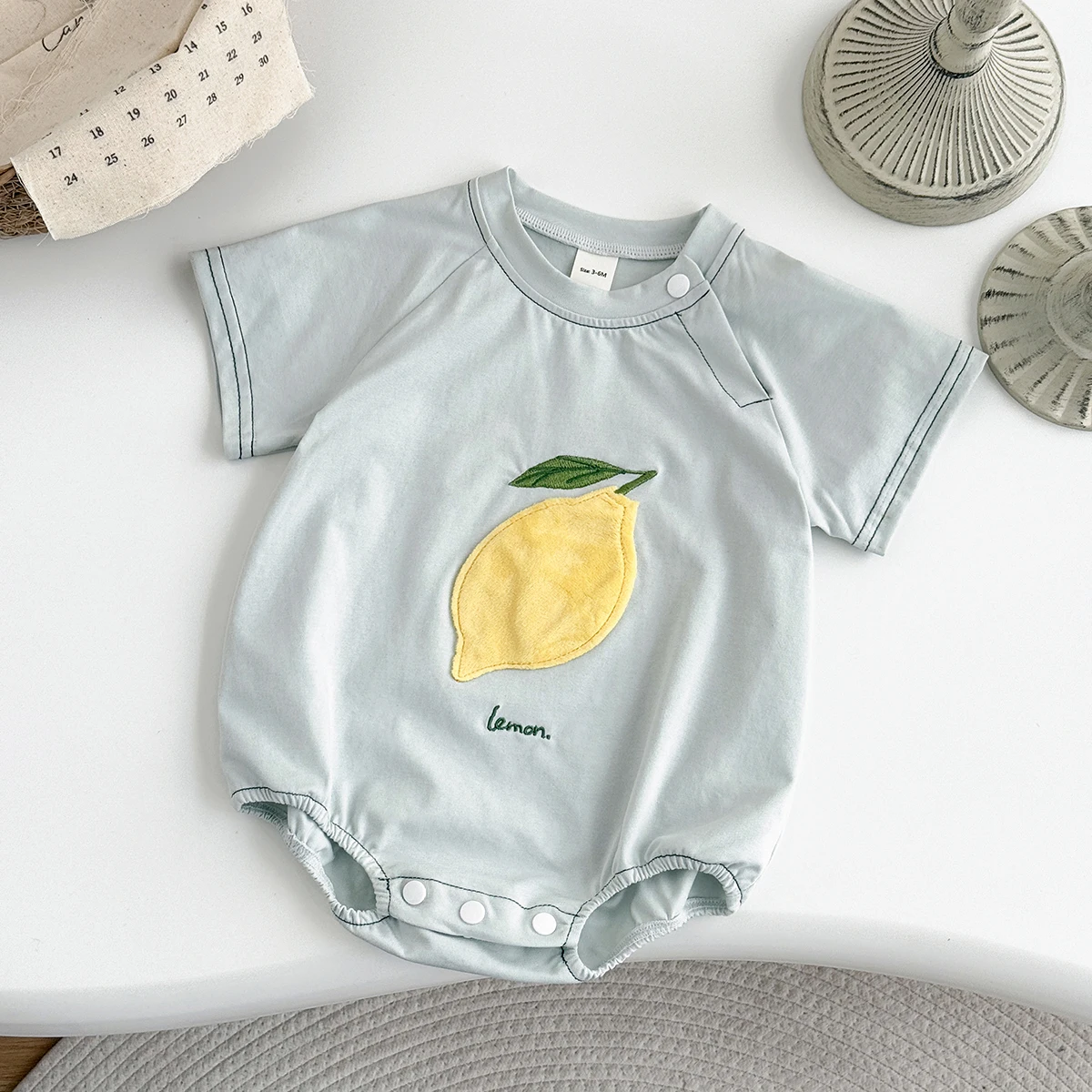 2025 Korean Summer New Baby Girl Romper Simple Fashionable Fruit Patch Jumpsuit Romper Infant Clothing Cute Baby Boy Bodysuit