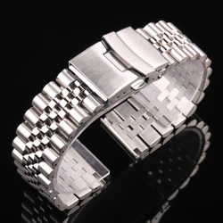 Stainless Steel Watch Strap Solid Metal Bracelet Silver for Men Women Watchband Fits Seiko Timex Citizen Band Accessories