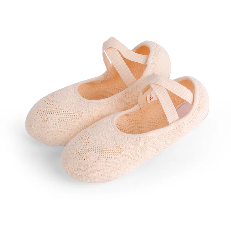 Upgraded High Quality Kids Girls Women Men Boys Flesh Tan Lace-up Free Dance Shoes Ballet Flats