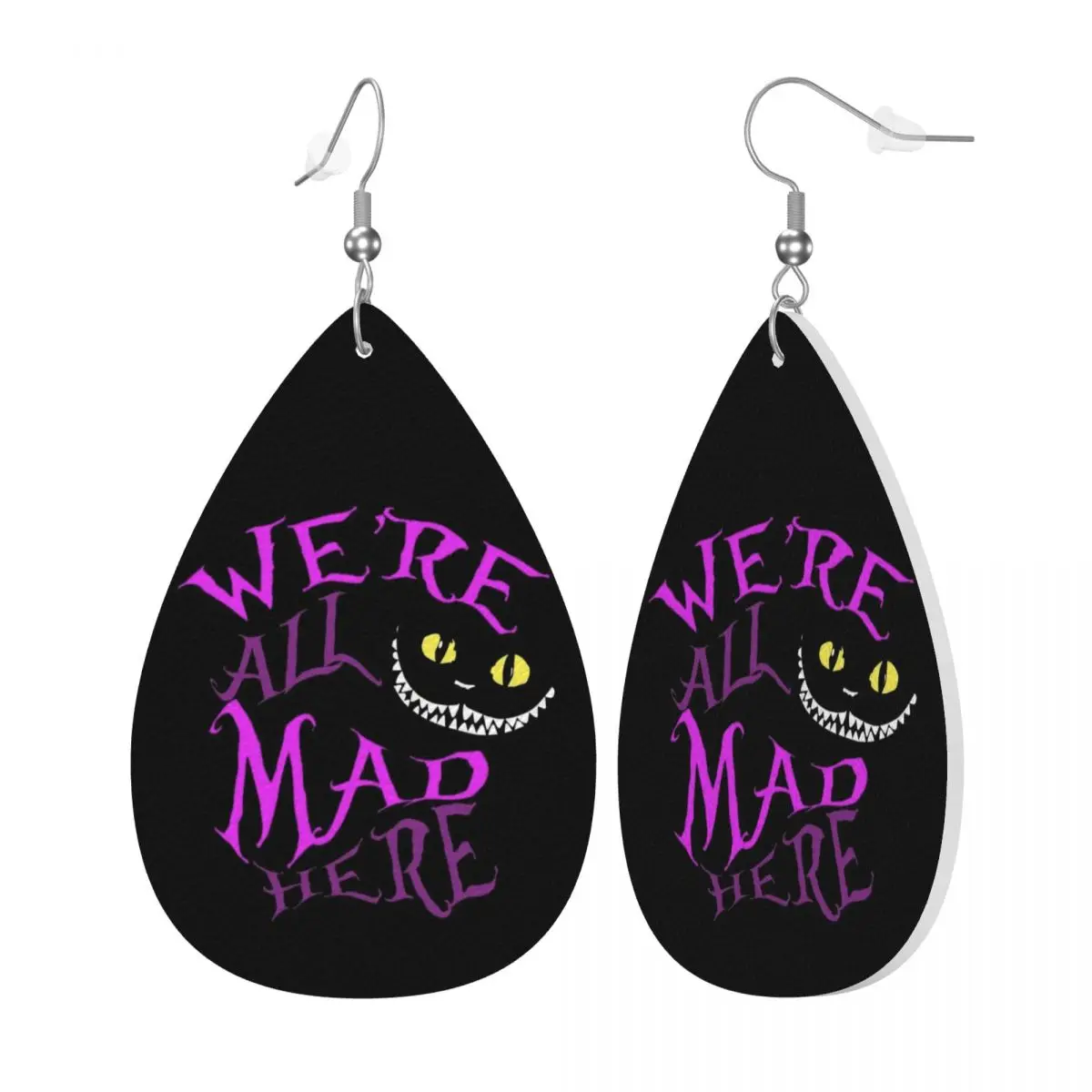 Custom Alice In Wonderland Anime Leather Earrings for Women Dangle Earrings Jewelry Accessories