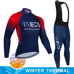 Ineos Grenadier Cycle Jersey Professional Winter fleece 2023 Men's Pants Gel Long Sleeve Outfit Set Sports Clothing Man Bike Mtb