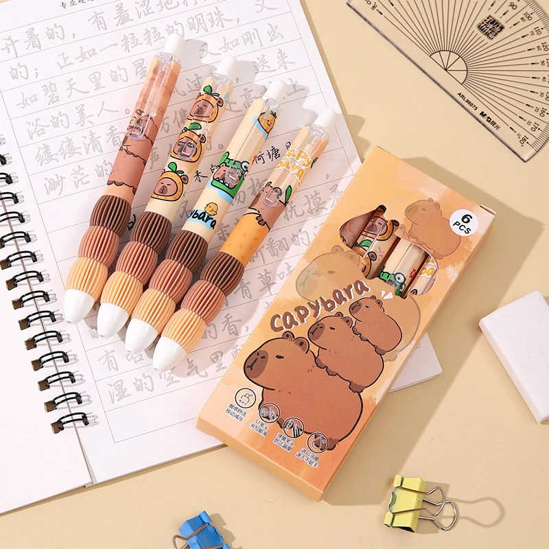 4Pcs Kawaii Cartoon Capybara Gel Pen Quick-Drying Neutral Pens Writing Smooth Pens Office Supplies Student Stationery Gifts