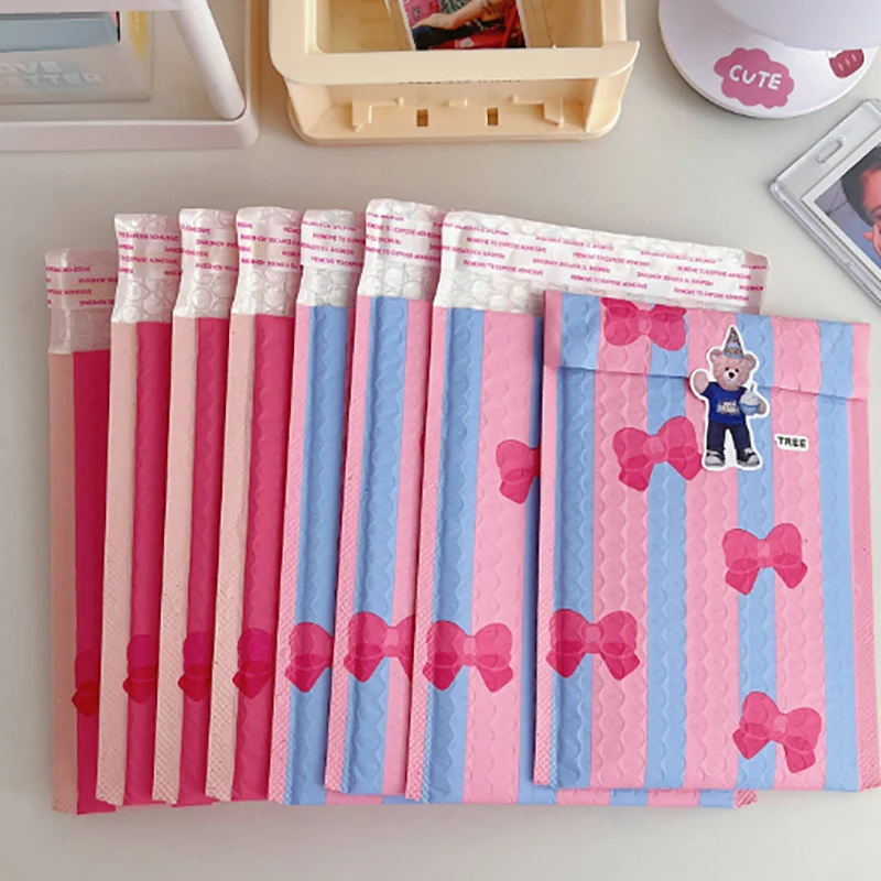 1/5PCS Bubble Mailers Pink Bubble Mailer Self Seal Padded Envelopes Gift Bags Pink Blue Bow Bags