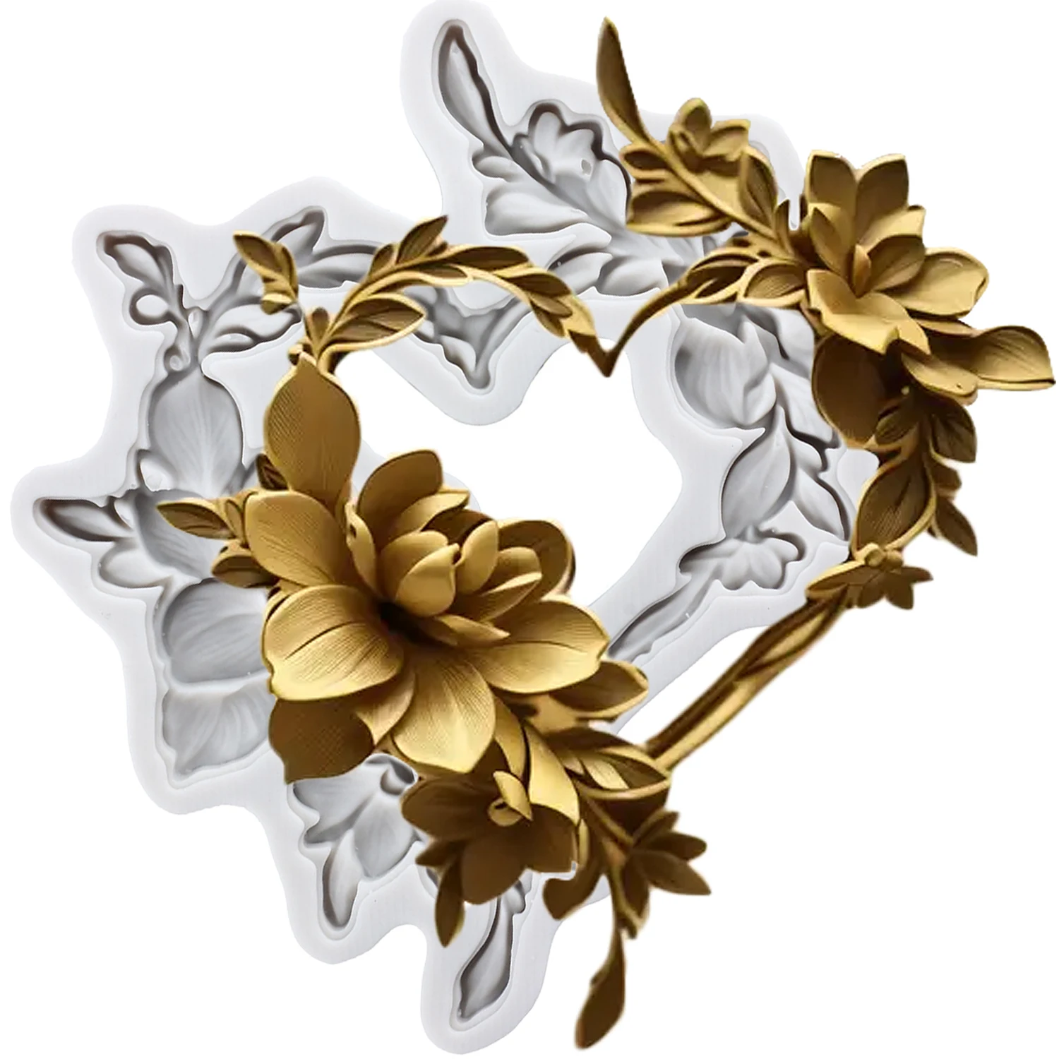 Rose Wreath Silicone Molds Flower Garland Fondant Cake Decorating Tools Cupcake Topper Candy Sugar Craft Gum Paste Polymer Clay