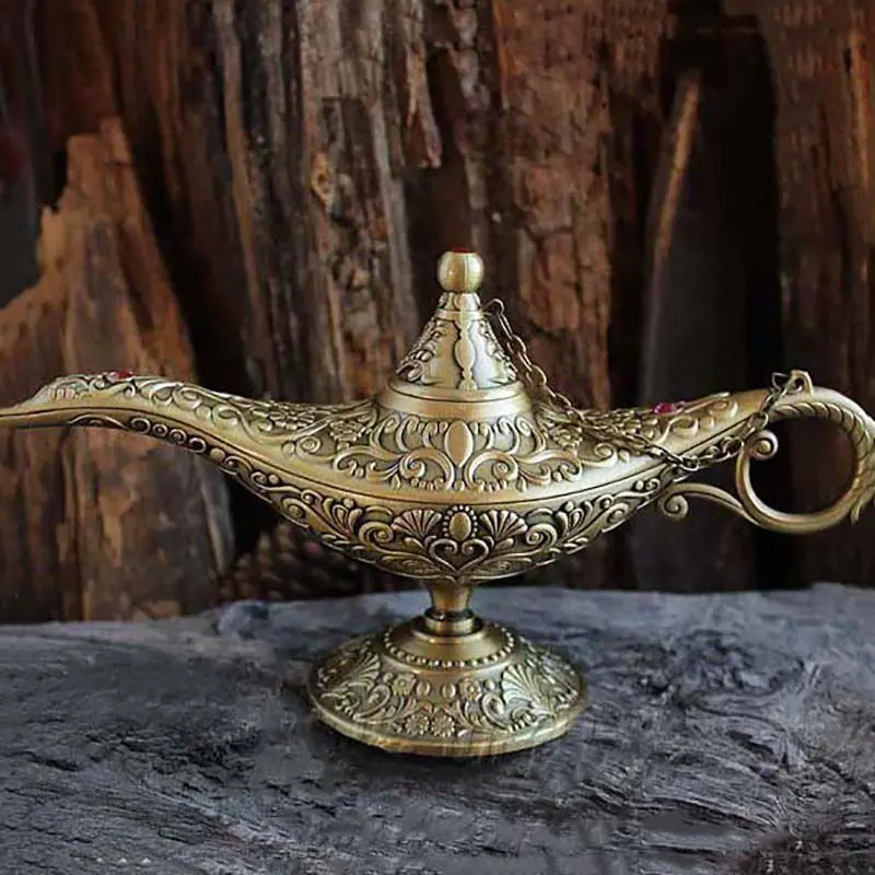 European Antique Art and Crafts Decorative Creative Ornaments Props Wishing Lamp Gifts Metal Large Search Banner Magic Lamp