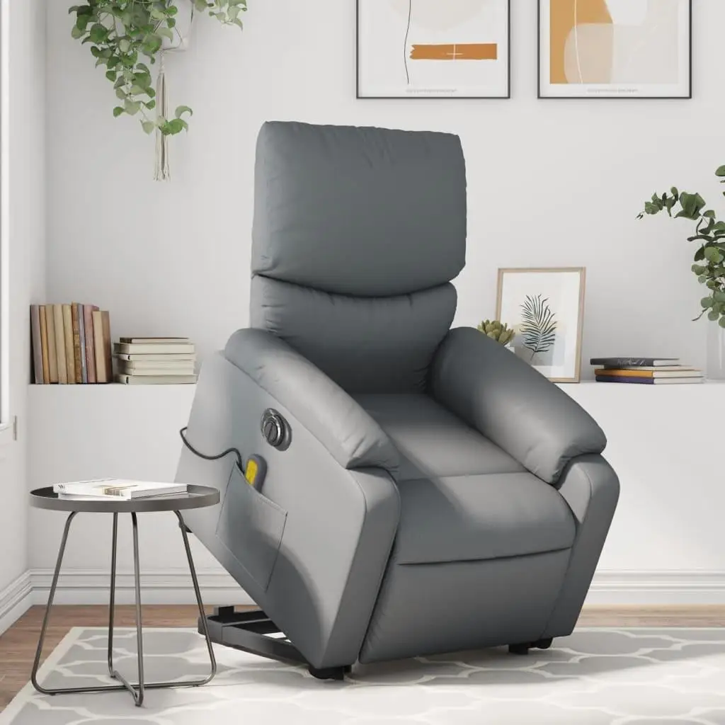 Gray Faux Leather Electric Stand-Up Massage Recliner Chair - Relax & Unwind