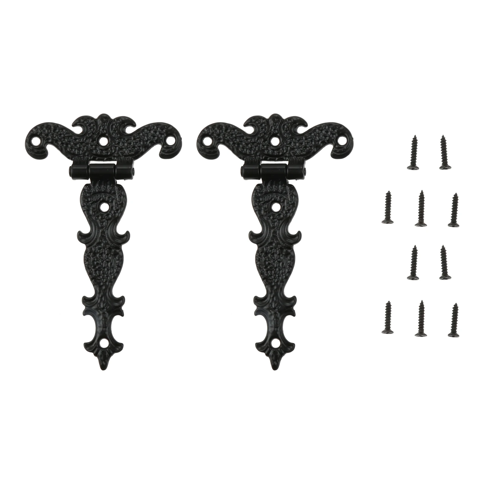 2Pcs Black Door Hinges Decorative Furniture Fittings Butt Hinges for Windows Cabinet Wooden Boxes Jewelry Case Chest 112*69MM