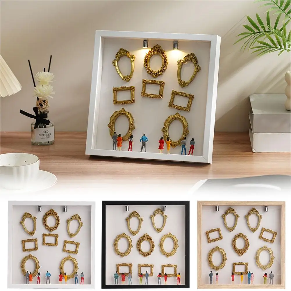 Mini-Museum Silhouette Box Set Kreatives Erinnerungs-Display-Kunstset mit 8 Gold-Minirahmen und 8 zufälligen Figuren für den Valentinstag