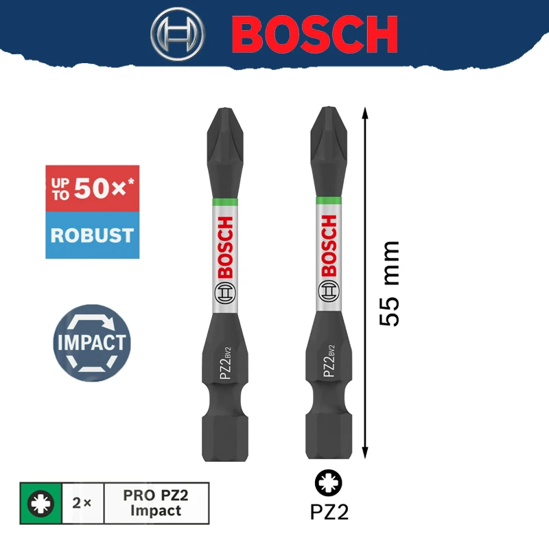 BOSCH PRO Impact PZ2 55MM Screwdrivers Bit Set 1/4