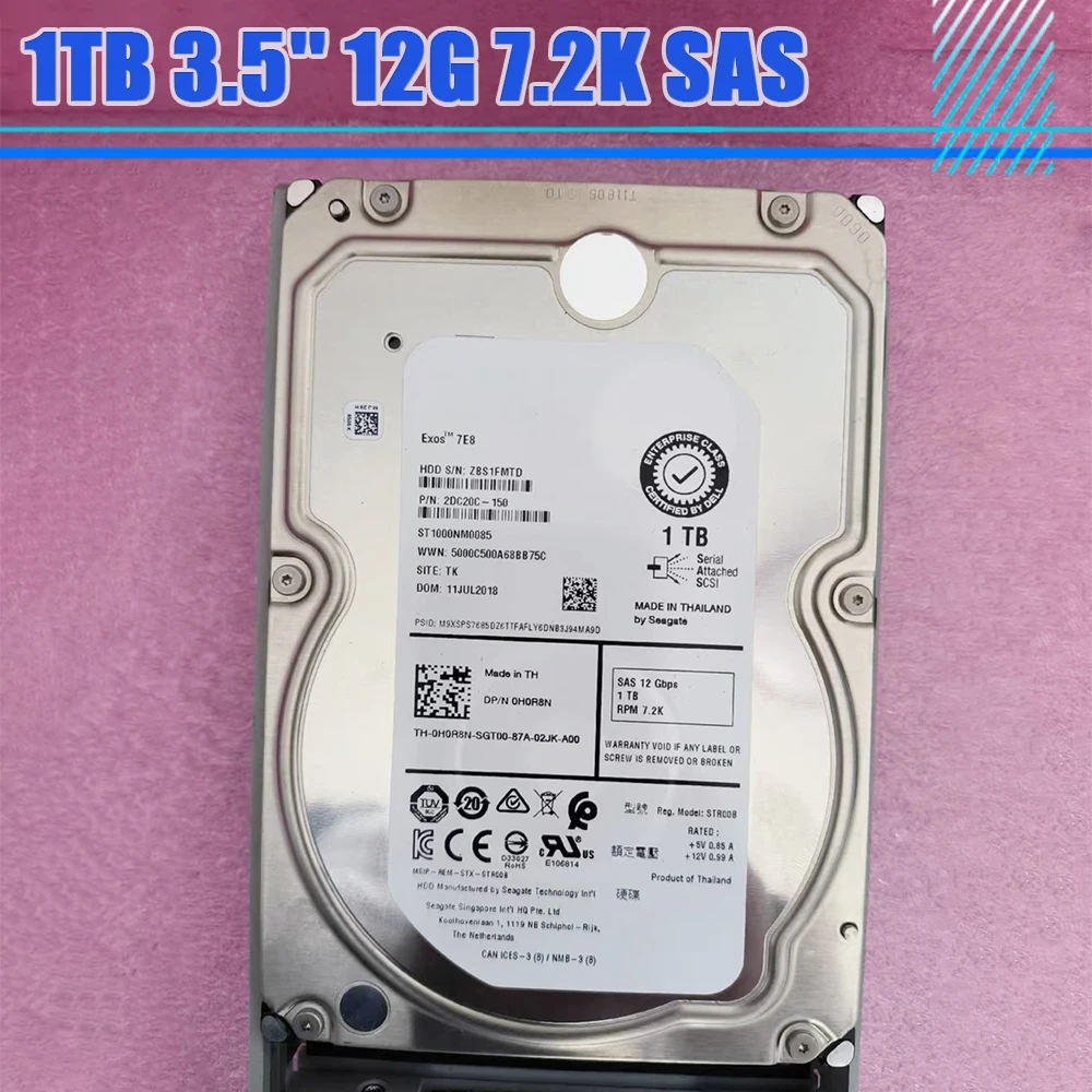 1TB 3.5'' 12G 7.2K SAS ST1000NM0085 0H0R8N Server Hard Drive Original For DELL