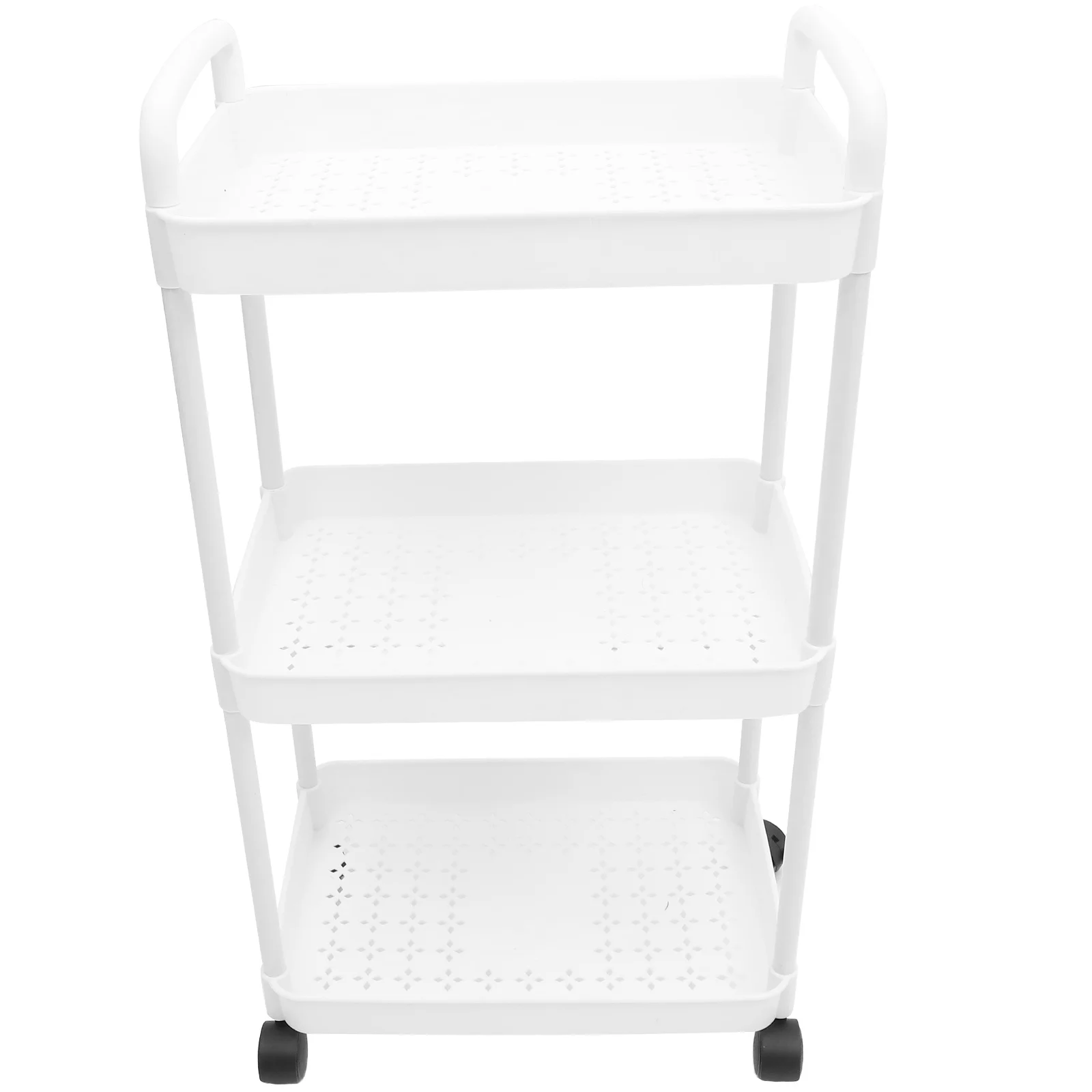 

White 3 layer Rolling Storage Cart Universal Wheels for Kitchen Bathroom Home Multi layer Trolley Storage Rack