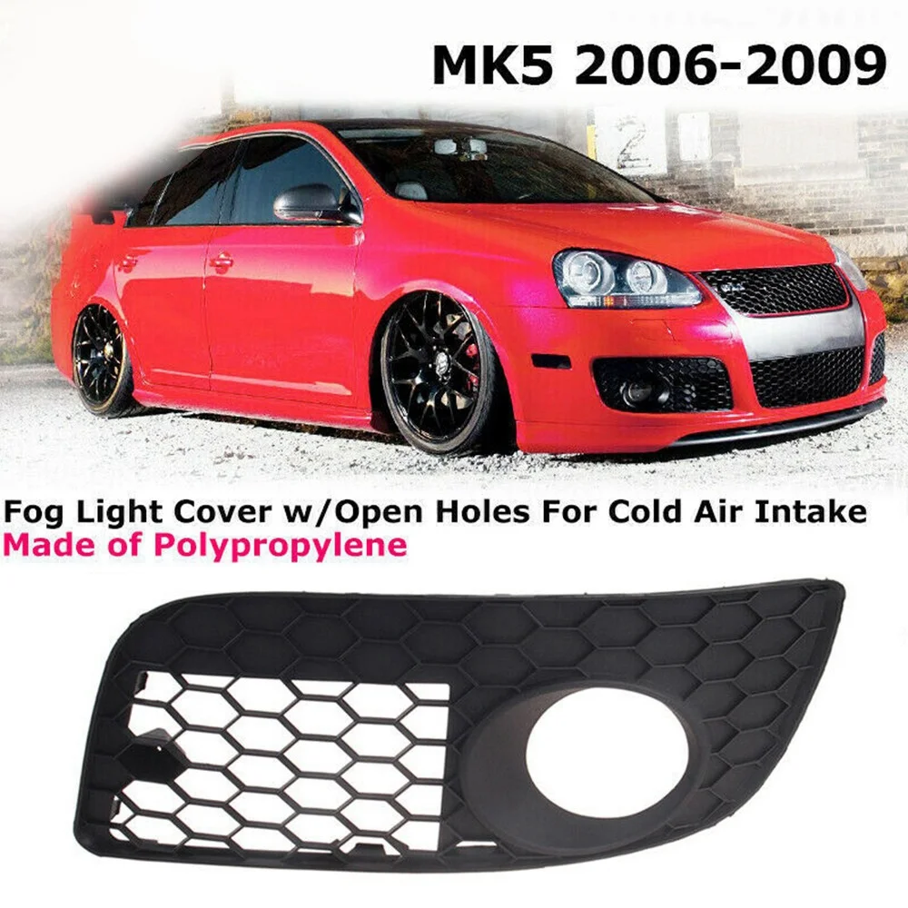 Left Front Bumper Lower Fog Light Grill Honeycomb Hex Fog Lamp Grille for Jetta MK5 GLI 2006-2009