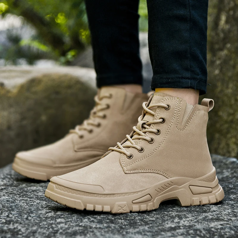 

Fashion Lace Up Winter Outdoor Warm Leisure Shoes Lace Up Botas 2025 Men's Vintage Suede Ankle Boots Autumn Combat Boots