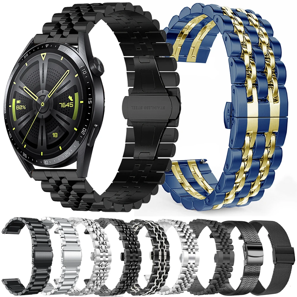 

20mm 22mm Metal Straps For HUAWEI GT3 GT2/Amazfit GTR GTS Bip/Galaxy watch/Garmin Band For Mi Watch S1 Active Wristband Bracelet