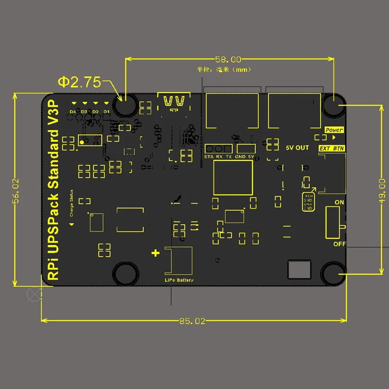 Imagem -02 - Raspberry pi 4b 3b Mais 2b Ups Padrão V3p Pacote Placa de Expansão de Bateria de Lítio Fonte de Alimentação Ininterrupta com Interruptor de Travamento Automático