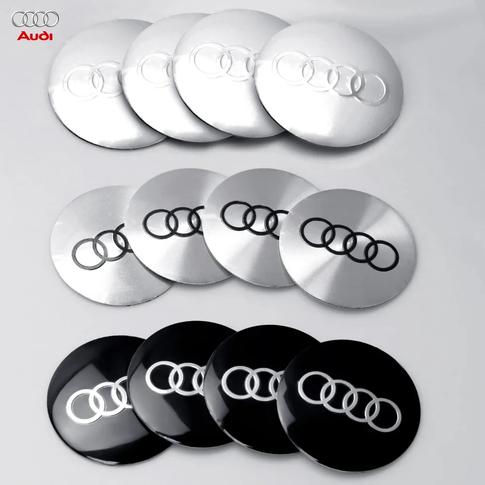 4pcs/lot 56/65mm Wheel Hub Cap Emblem Sticker Car Decoration for AUDI A3 A4 B7 B8 B9 A5 A6 A7 A8 Q1 Q2 Q3 Q5 Q7 Q8 TT RS R8