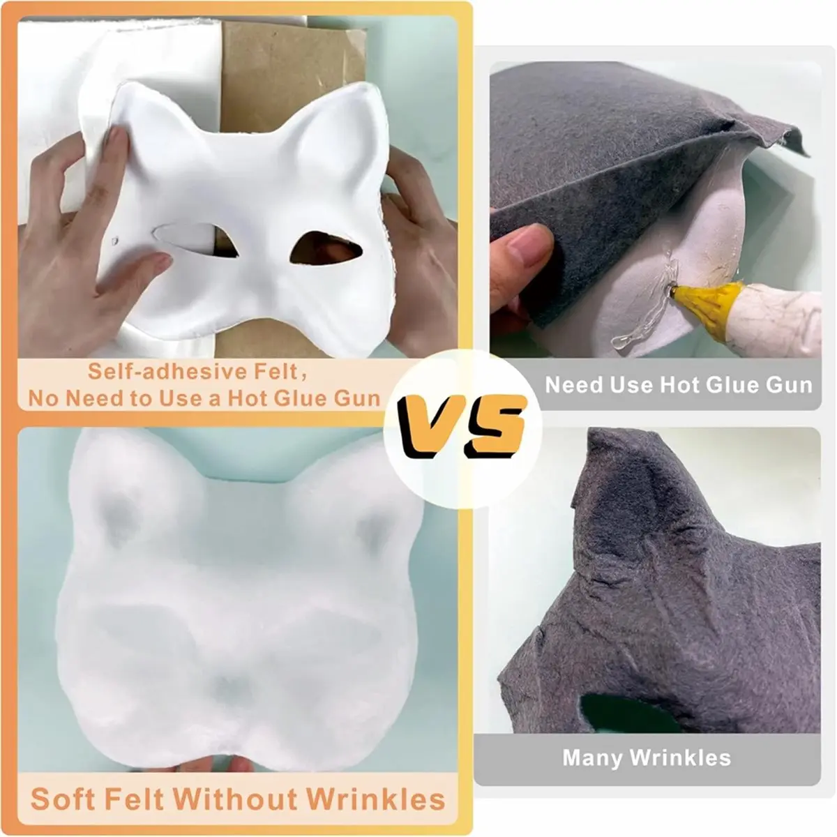 REST Therian Mask Masks with Fur & Eye Mesh and Felt Sheet 4PCS Furry Animal Mask to Paint Arts Crafts Gear Diy