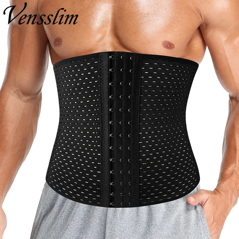 Vensslim Men Waist Trainer Corset Slimming Body Shaper Weight Loss Fitness Sweat Belt Tummy Control Compression Belly Girdles