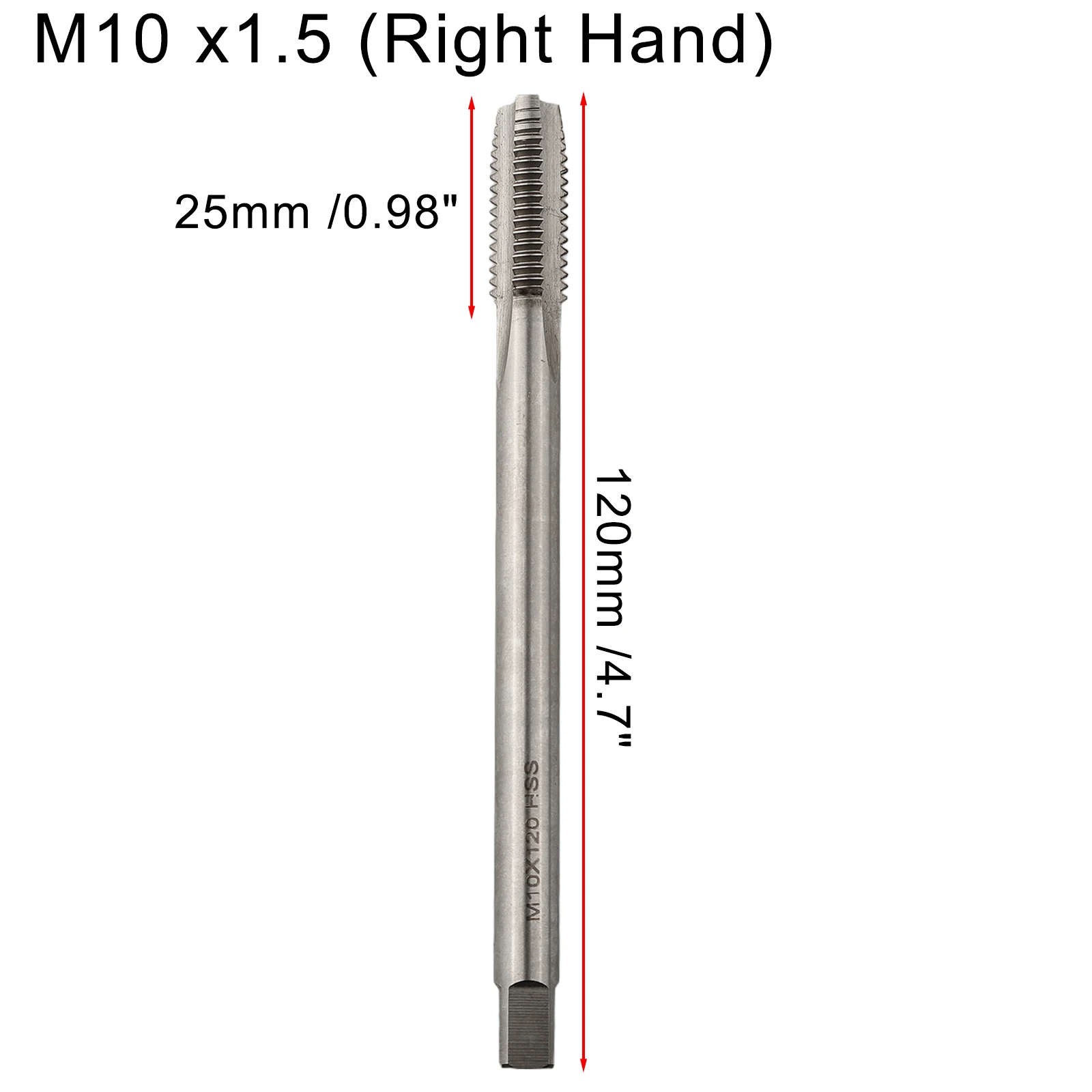 Drilling Machines M10 X 1.5 Tap Extra Long Tap Re-tap Damaged Threads Right-hand Tapping Direction Wear Resistance