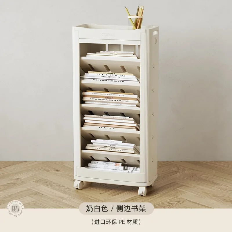 7-story Nordic Movable Bookshelf Office File Magazine Book Storage Rack Home Study Graffiti Storybook Disorderly Sorting Rack