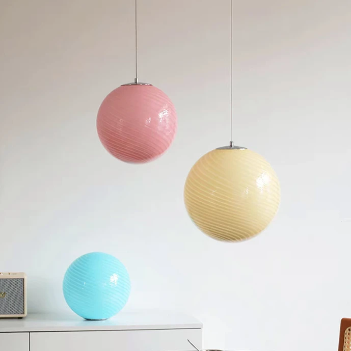 2026 2025 Modern Pendant Lamp Lollipop Lights Colorful Bubble Glass Light Medieval Restaurant Bedroom Children's Room Light E27