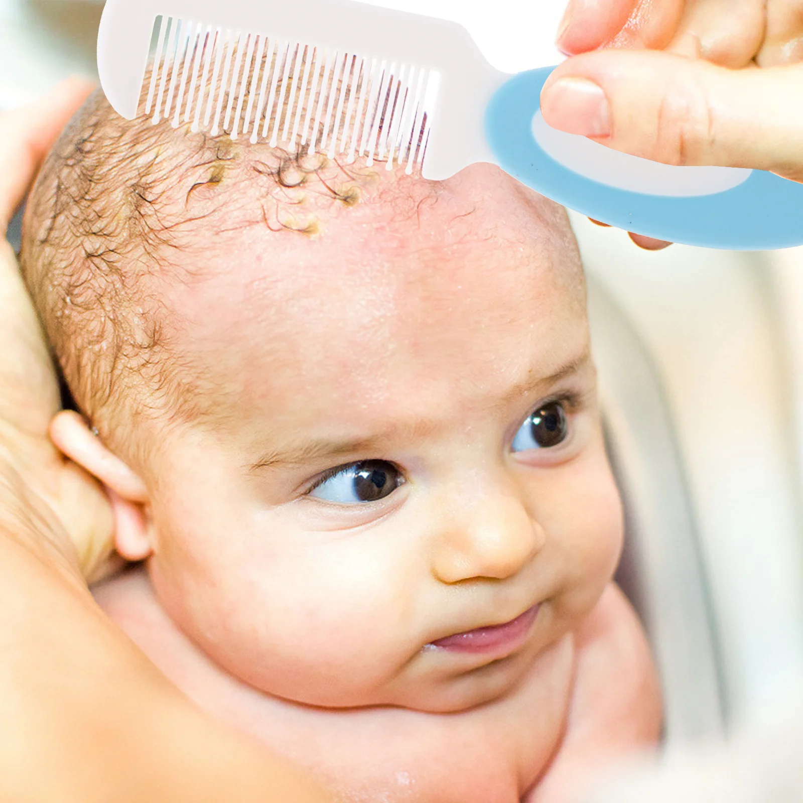 2개입 아기 헤어 브러시 천연 양모 브리슬 유아용 부드러운 헤어 콤 두피 자극 마사지기 어린이용 디탱글러