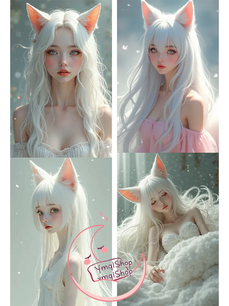 

Dakimakura Cover Unlimited AI Custom Size Double-sided Print Life-size Body Skin-Friendly Fabric four girl-elf body pillow case