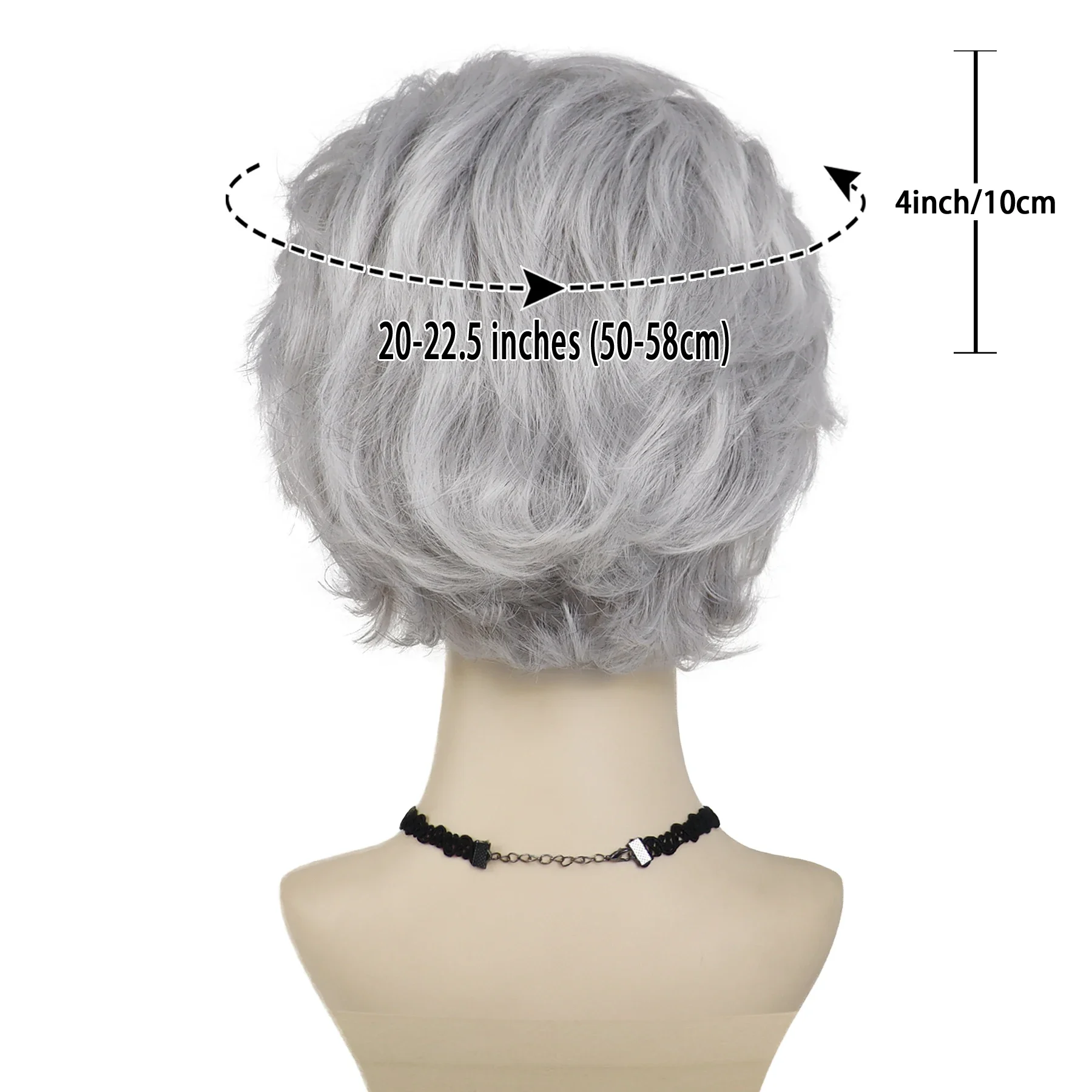 Peluca sintética gris plateada para mujer, pelo gris claro, pelucas diarias para mujer mayor con flequillo, peluca corta y rizada, Cosplay, uso de Halloween