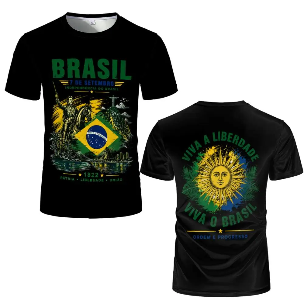 Brazil Independence Day T-Shirt Summer Breathable Quick-Drying Short-Sleeve Tee Unisex Patriotic Day Celebration Clothing Gift