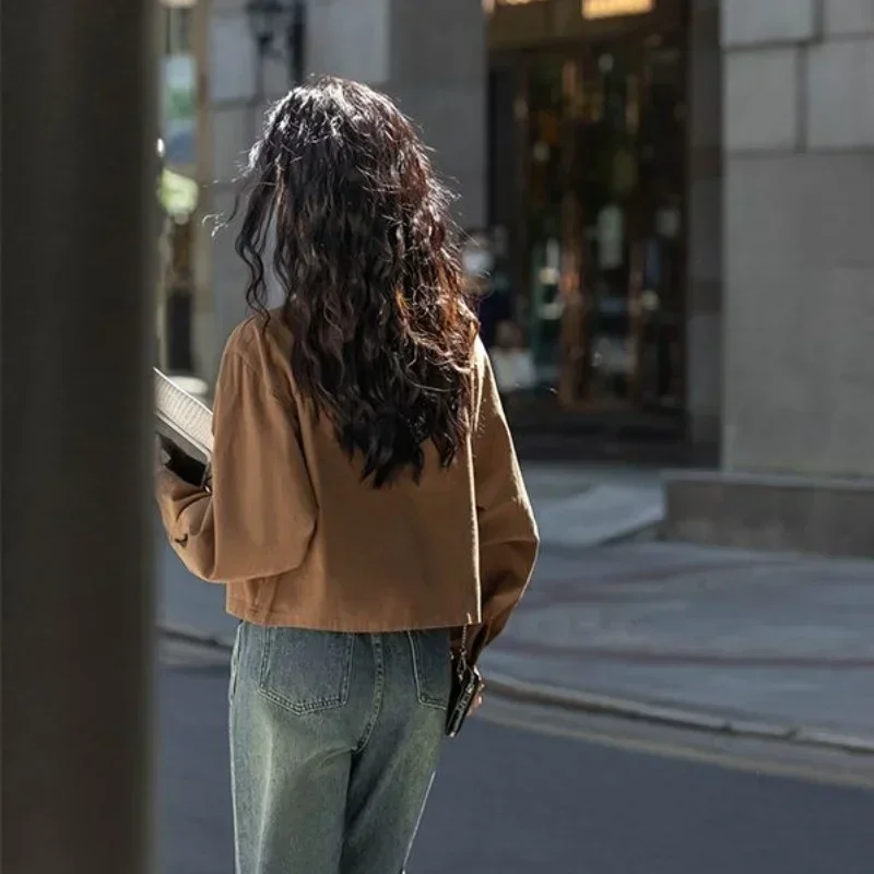 Koszule Safari Damskie Chłopięce Fajne Wiosenne Krótkie Streetwear Ulzzang Biurowe Eleganckie Osobowość Szyk Vintage Podstawowe Luźne 2023