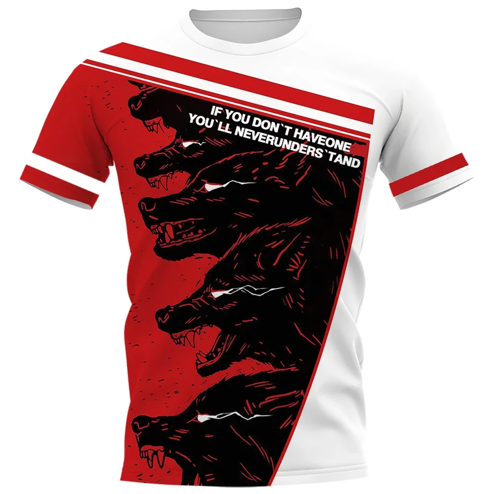 HX Fashion Animals T-shirts Wild Beast Wolfs Letter Splicing T Shirts Men Women Casual Shirts Summer Short Sleeve Tees